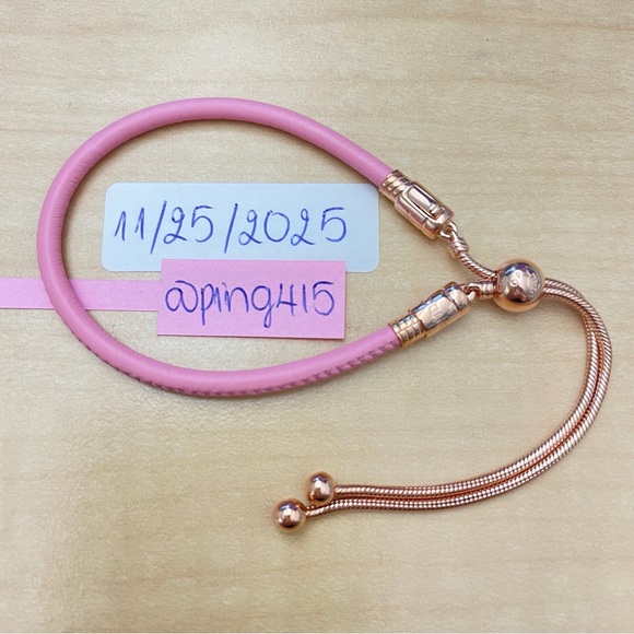Pandora Jewelry - Pandora pink leather rose gold plated bracelet